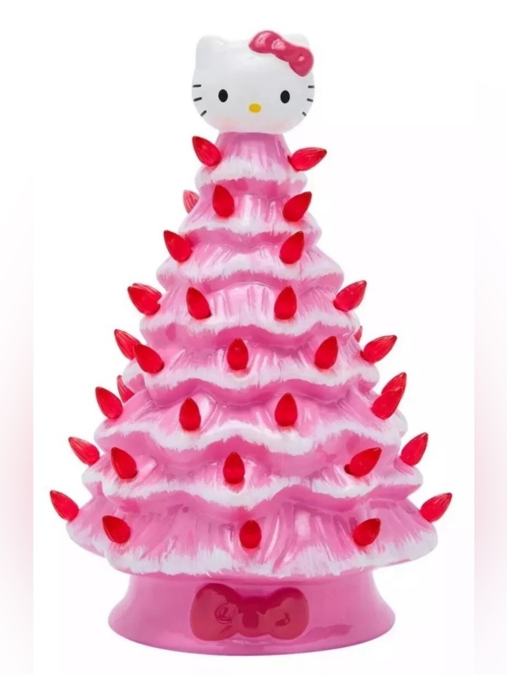 Hello Kitty Pink Tree Figurine with Red Bulb Lights